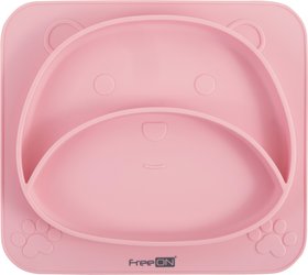 Силиконовая тарелка детская FreeON Bear, розовая