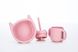 фото Силиконовая чашка детская FreeOn с ручками и соломинкой, розовая