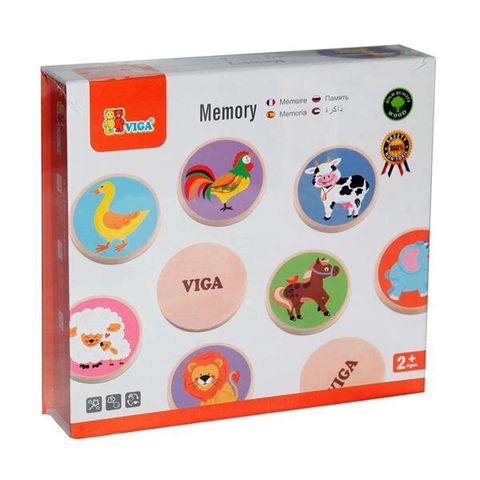 Дерев'яна настільна гра Viga Toys Меморі-звірята 51308
