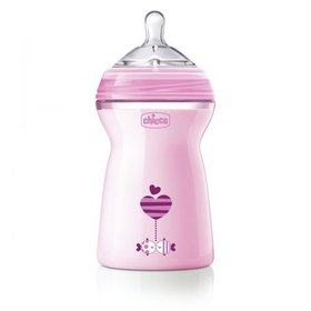 Бутылочка пластик для каши Chicco Natural Feeling (330мл/6м+) соска силикон розовый
