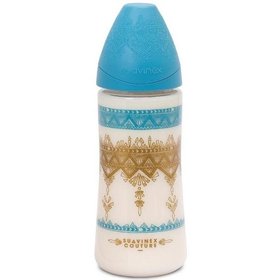 Бутылочка для кормления Suavinex Couture 270 мл, круглая 3-позиционная соска голубая 304151
