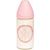 Бутылочка стеклянная Suavinex Сенс жизни 240 мл, круглая 3-позиционная соска розовая 303491