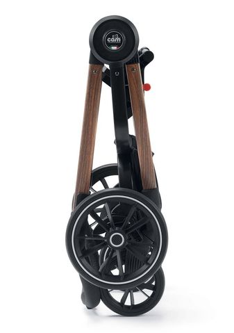 Універсальна коляска 2в1 Cam Techno Milano чорний з квітковим принтом/рама під дерево 805T/V96/978/551K