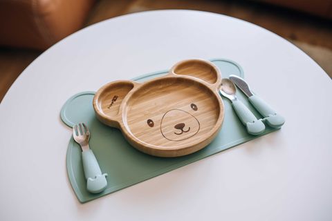 Бамбуковая тарелка мишка FreeON с силиконовой присоской