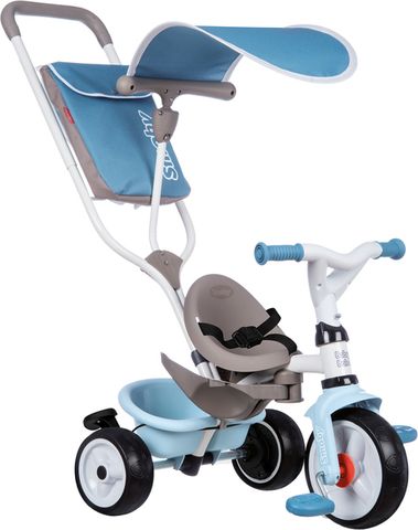 Трехколесный велосипед с козырьком, багажником и сумкой Smoby Pico Baby Balade голубой 741400