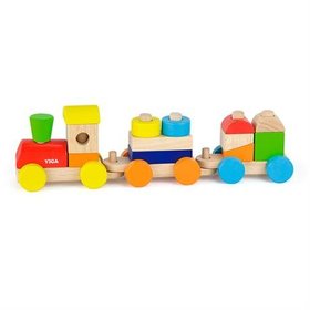 Дерев'яний поїзд Viga Toys Кольорові кубики 51610