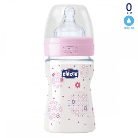 Пляшка пластик Chicco Well-Being (150мл/0m+) соска силікон (нормальний потік), рожевий 20611.10