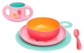 Набор посуды для кормления Suavinex Истории маленьких монстров розовый 300844