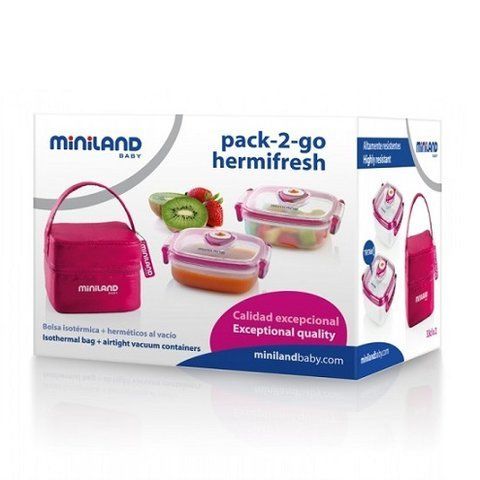 Термосумка с 2 вакуумными судочками Miniland Pack-2-Go Hermifresh Pink 89139