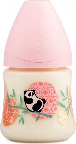 Бутылочка для кормления Suavinex Истории панды 150 мл, анатомическая соска медленный поток розовая панда 303953