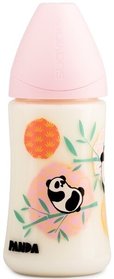 Пляшка для годування Suavinex Історії панди 270 мл, анатомічна соска середній потік рожева панда 303977
