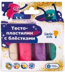 Набір для дитячого ліплення Genio Kids Тісто-пластилін 4 кольори з блискітками TA1087