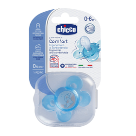 Пустышка Chicco Physio Comfort (силикон) 0-6м (1 шт) голубая