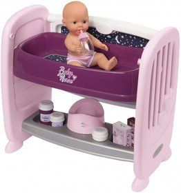 Кроватка для куклы Smoby Baby Nurse Прованс с полочкой и съемным столиком 220353