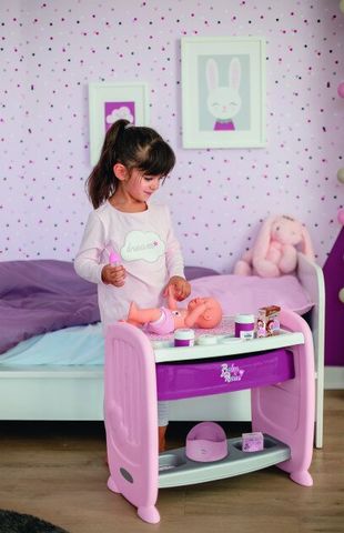 Ліжечко для ляльки Smoby Baby Nurse Прованс з поличкою і знімним столиком 220353