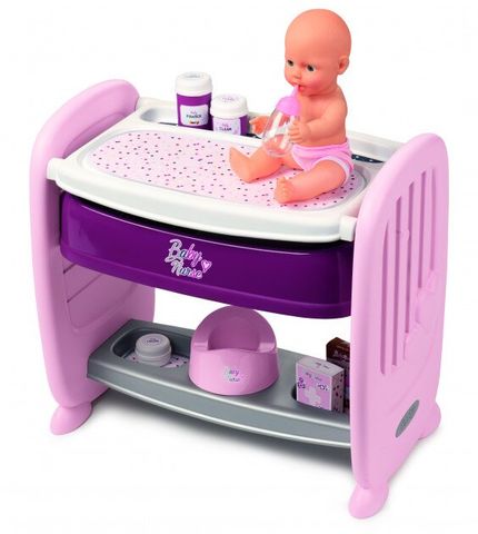 Ліжечко для ляльки Smoby Baby Nurse Прованс з поличкою і знімним столиком 220353