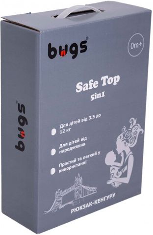 Рюкзак-кенгуру для перенесення дітей 5в1 Bugs SafeTop коричневий