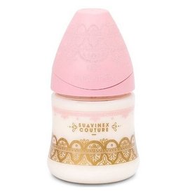 Пляшка для годування Suavinex Couture 150 мл, соска повільний потік рожева 304133